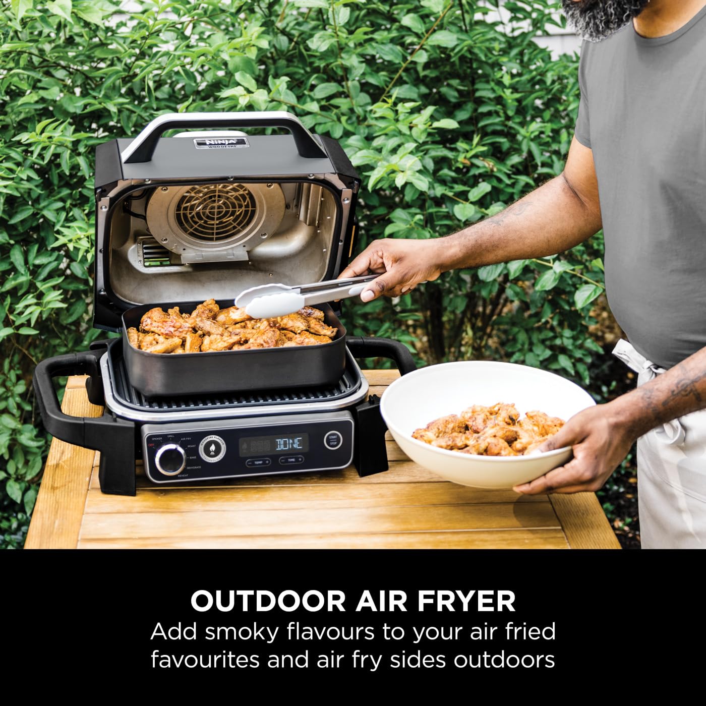 Ninja Woodfire Electric BBQ Grill & Smoker, 7-in-1 Outdoor Grill & Air Fryer, Roast, Bake, Dehydrate