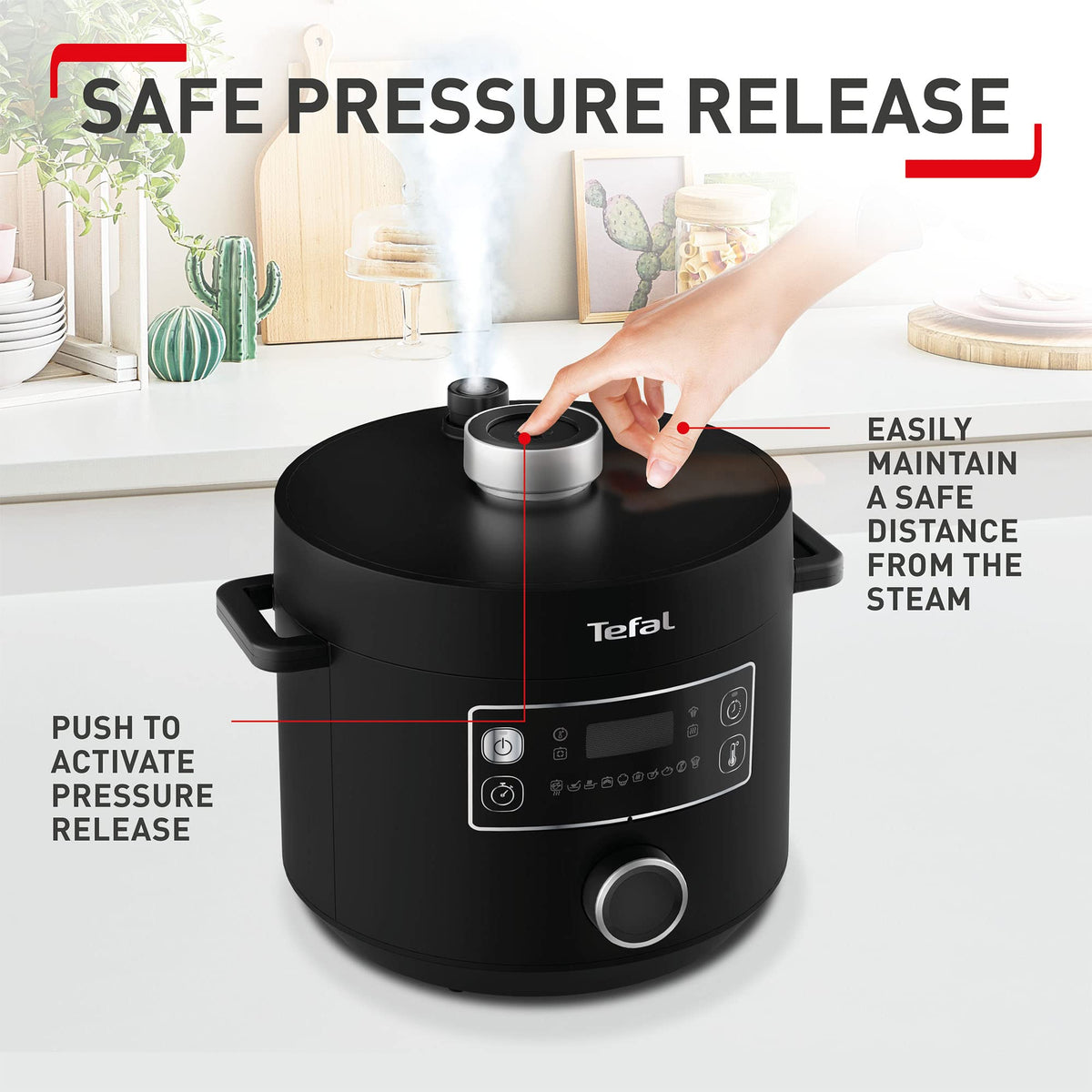 Tefal Turbo Cuisine Electric Pressure Cooker – 10-in-1 Multi-Cooker, 4.8L Capacity, 1000W Power
