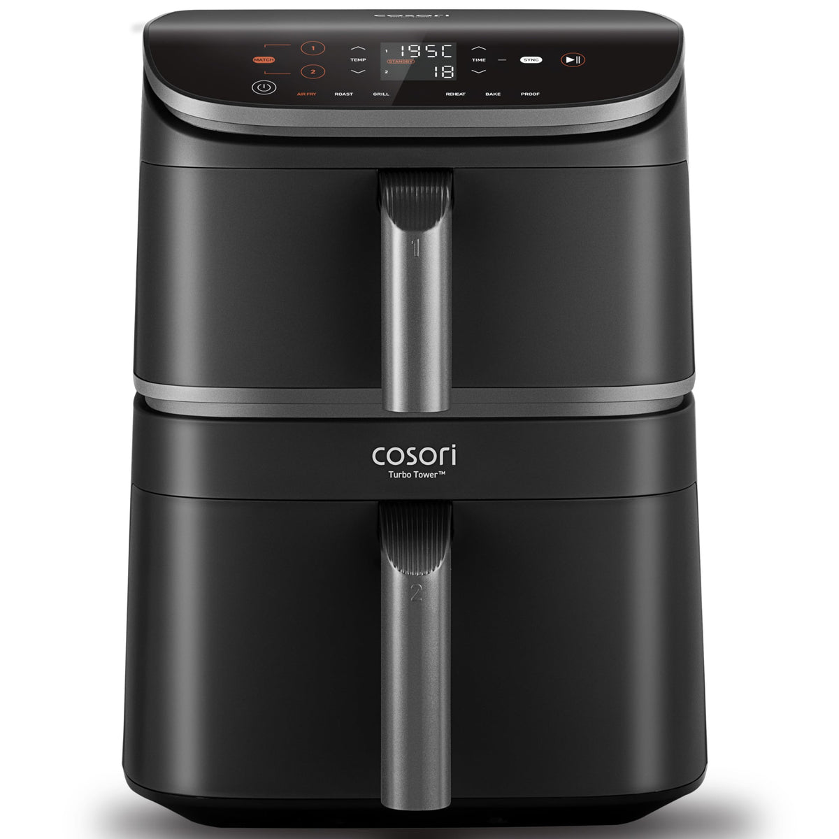 COSORI TurboTower Dual Air Fryer, 10.8L Space-Saving Stacked Design, 3-Layer Cooking