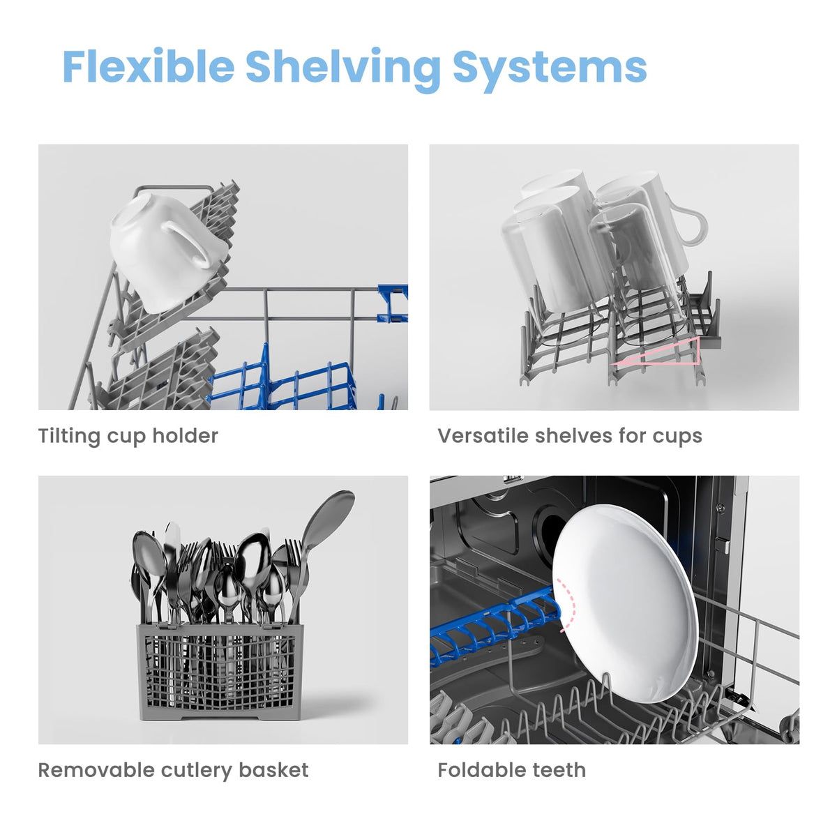 COMFEE' Table Top Dishwasher with 6 Place Settings, Mini Countertop Dishwasher for Small Families, Couples, LED display, Delay Start, 47dB Quiet Noise, White