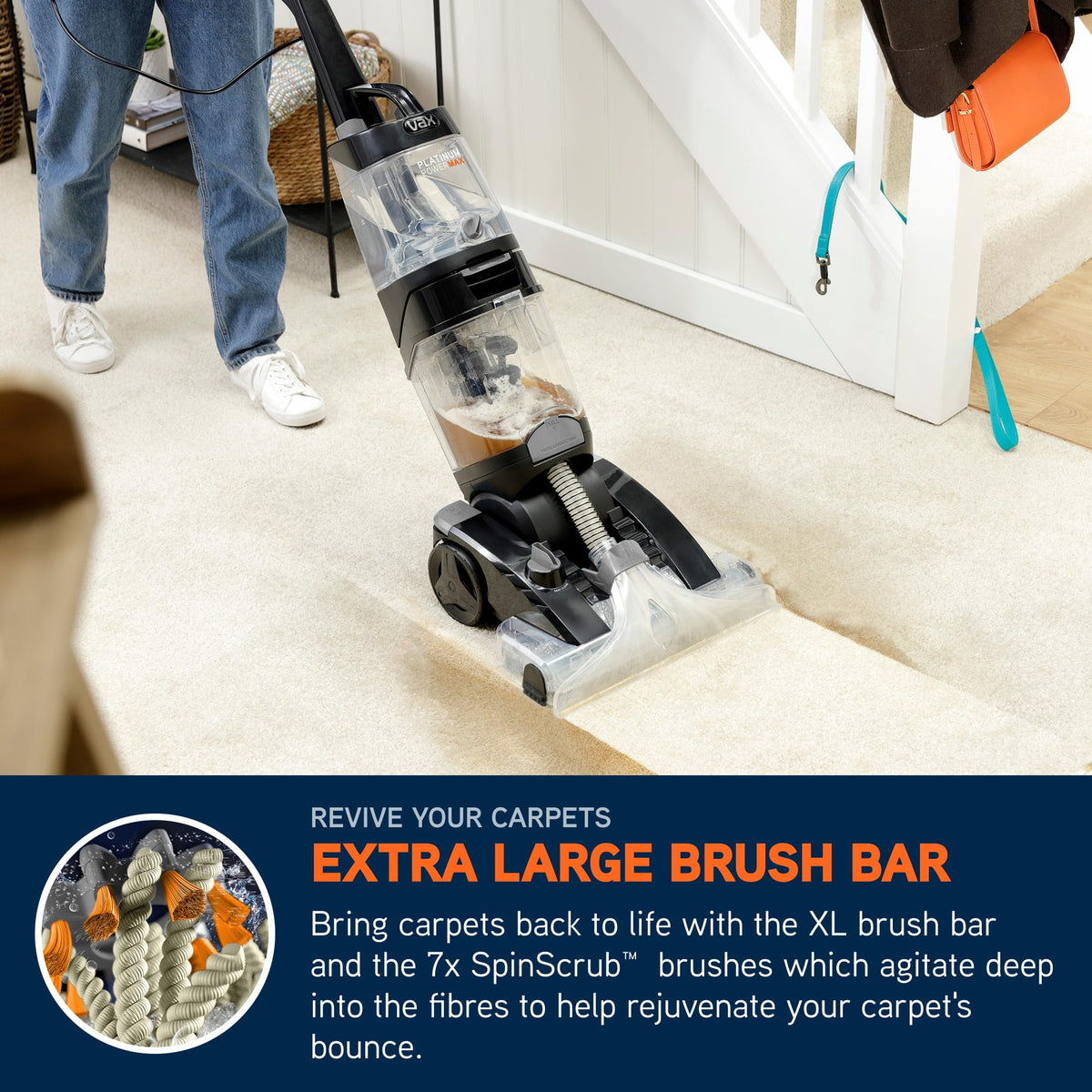 Vax Platinum Power Max Carpet Cleaner Machine, Rug, Upholstery, Car, Stair Upright Shampooer Washer