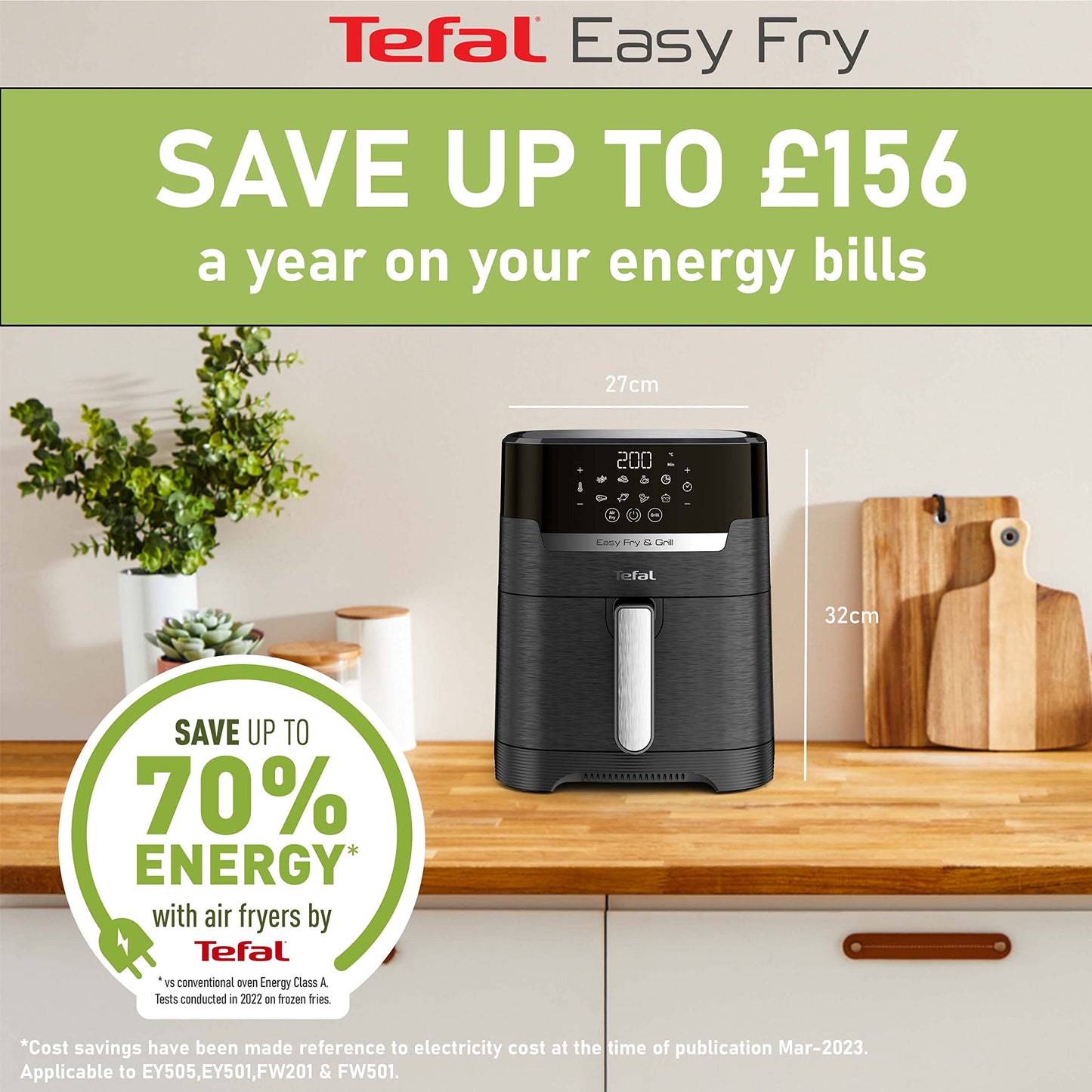Tefal Easy Fry Precision 2-in-1 Digital Air Fryer and Grill 4.2 Litre Capacity 8 Programs