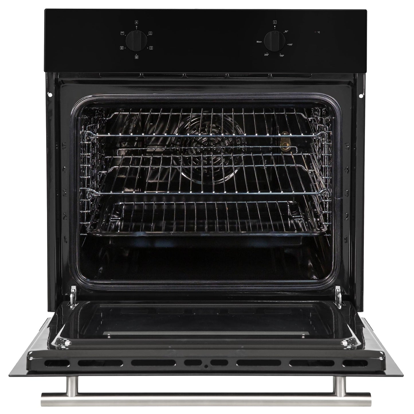 Russell Hobbs 70L, 60cm Wide, Single Electric Built-in Fan Oven and Grill in Black, 5 Oven Functions