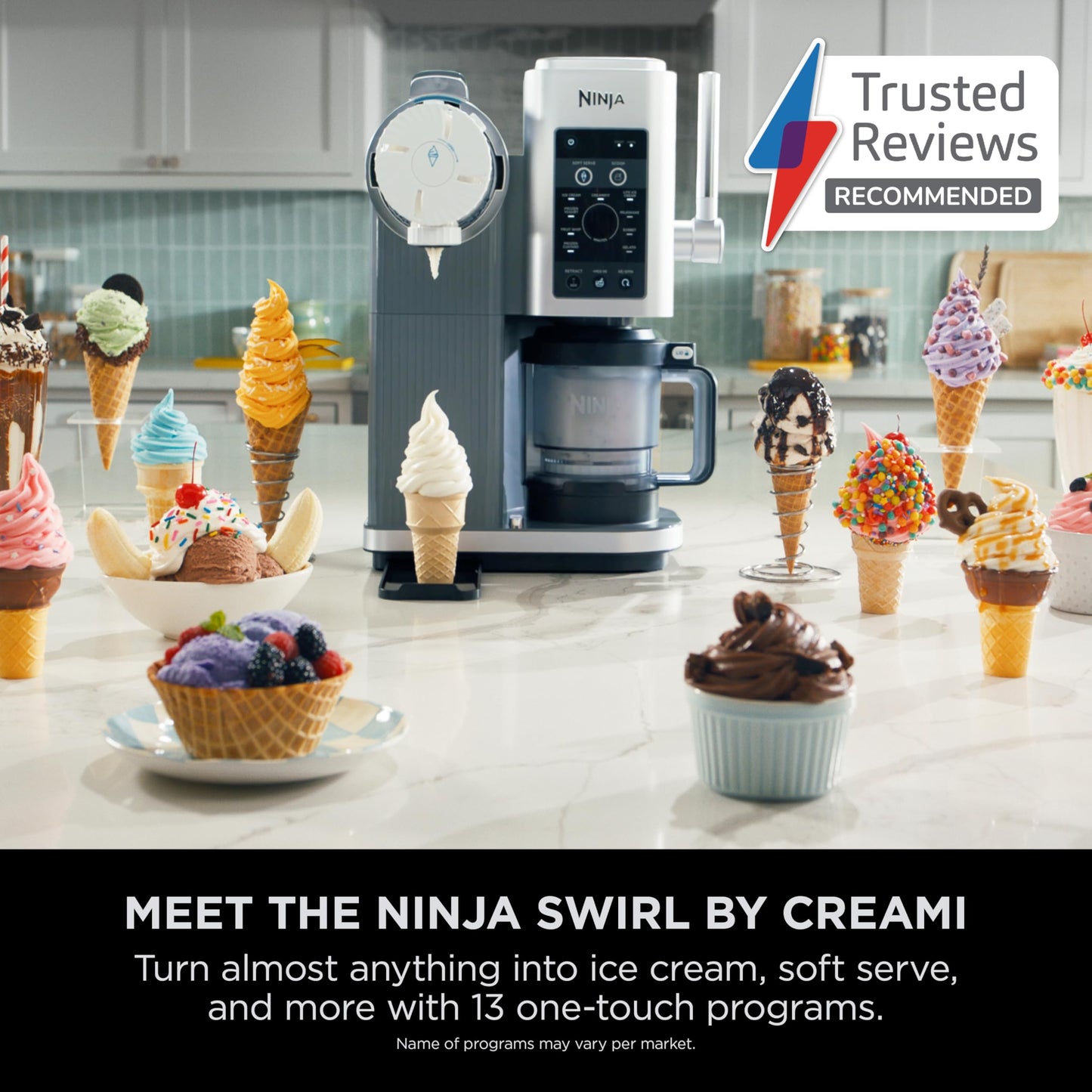 Ninja Swirl by CREAMi Soft Serve & Ice Cream Maker with 2x Tubs, 13 Functions, Makes Ice Cream