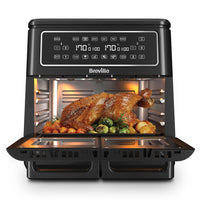 Breville Halo Flexi Air Fryer Digital Dual Air Fryer Oven 11L: Serves 10+ People FryBakeGrillRoast & Reheat 2400 W