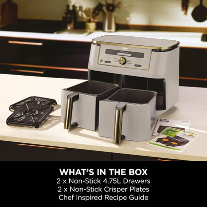 Ninja MAX Dual Zone Digital Air Fryer, 2 Drawers, 9.5L, 6-in-1, Uses No Oil, Air Fry, Max Crisp