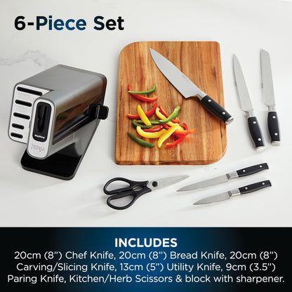 Ninja Foodi StaySharp Knife Block with Integrated Sharpener; 5 Knives and Scissors (1 pair), Sharp 6-Piece Knife Set