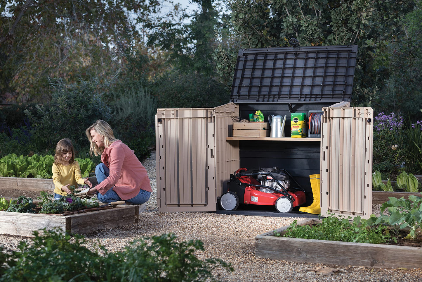 Keter Store-It Out Midi Outdoor Garden Storage Shed, Beige and Brown, 130 x 74 x 110 cm