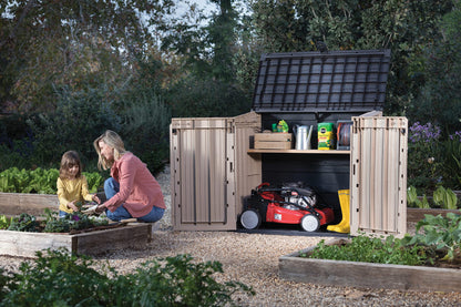 Keter Store-It Out Midi Outdoor Garden Storage Shed, Beige and Brown, 130 x 74 x 110 cm