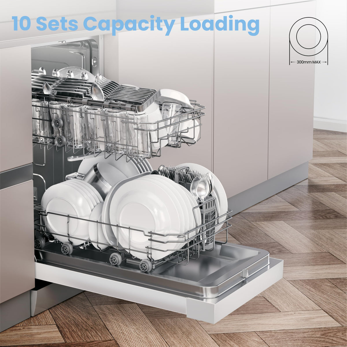 COMFEE' Freestanding Dishwasher CDWEF1034BW-UK 45cm Width, Slimline Dishwasher with 10 place settings