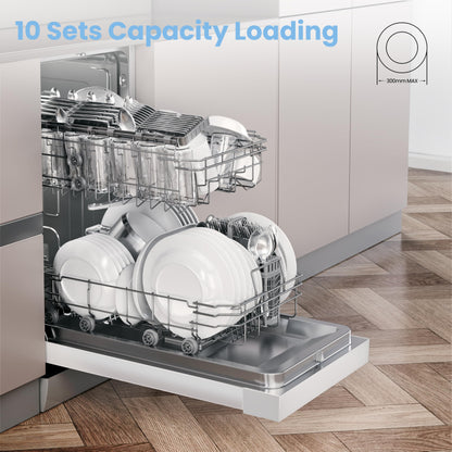 COMFEE' Freestanding Dishwasher CDWEF1034BW-UK 45cm Width, Slimline Dishwasher with 10 place settings