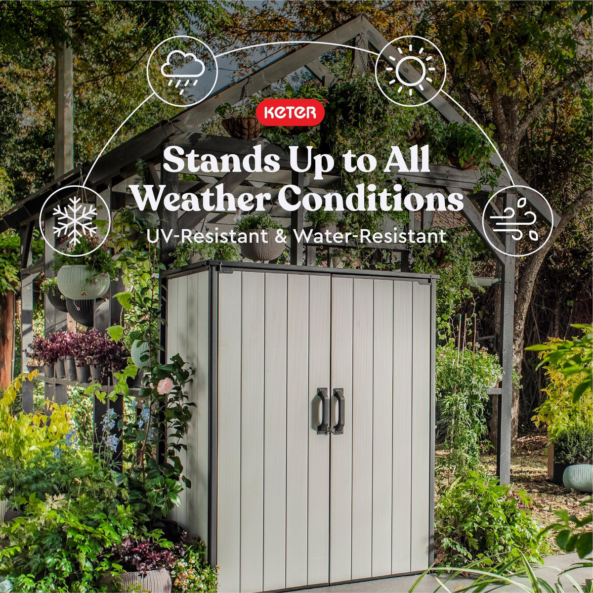 Keter Premier Shed Outdoor Resin Storage Shed with Shelf Brackets for Patio Furniture, Pool